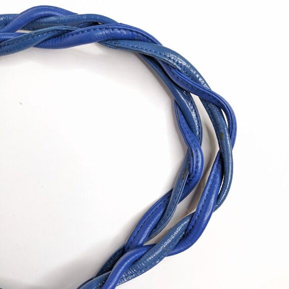 Michael Rome Italian Leather Shoulder Bag Blue Pebbled Handbag with Tassels - Picture 6 of 10